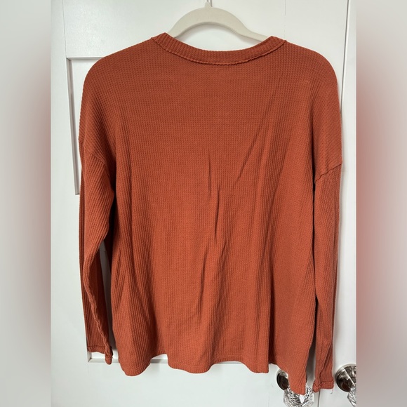 Madewell Women’s Rust Long Sleeve Henley Top size S - Picture 5 of 5